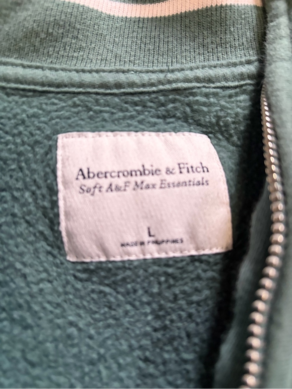 Abercrombie & Fitch Green Half-Zip Pullover with Pink Trim